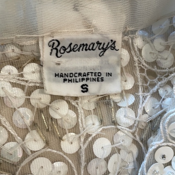 Vintage Full White Sequined Jacket SzSM - Picture 14 of 14